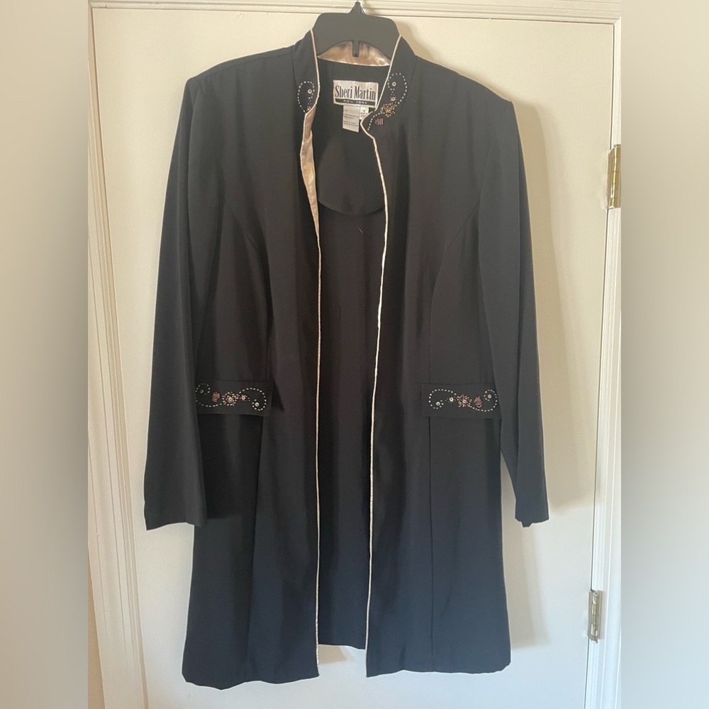 Sheri martin Black vintage 90s blazer dress with rhinestone accents glamour